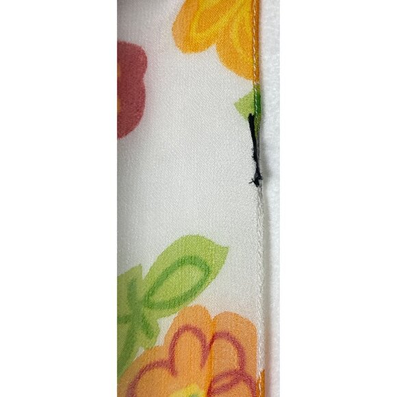 White Floral Scarf Sheer Poly Rectangular Colorful Arty Flowers Womens 60x12" - Picture 8 of 8